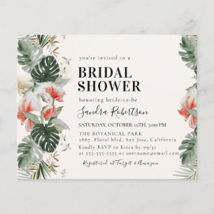 Flyer Convite de Chá de Noiva de Casamento Tropical Econ