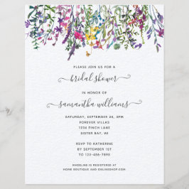 Flyer Convite de Chá de Noiva Floral de Flores Silvestre