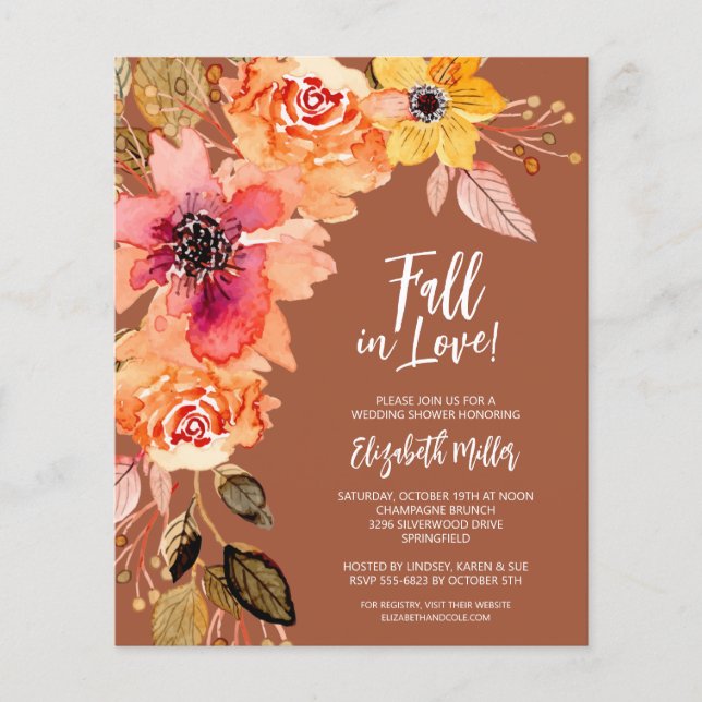 Flyer Convite de Chá de Panela de Noiva com Floral de Te (Frente)