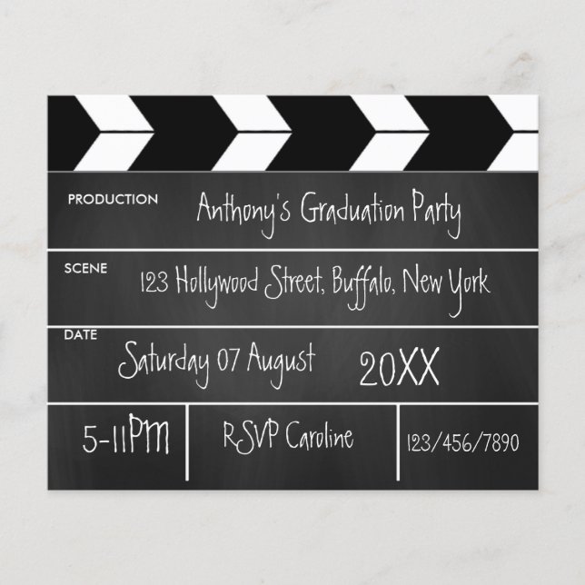 Flyer Convite de Chalkboard para Festa de Formatura de F (Frente)