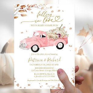 Flyer Convite de Chás de Bebê para Menina 'Falling In Lo