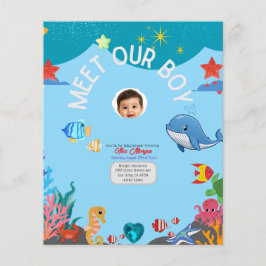 Flyer Convite de Chuvada de Bebê Menino - Sob o Mar