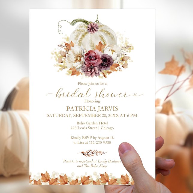 Flyer Convite de Chuveiro de Noiva Elegante com Flor de  (Criador carregado)