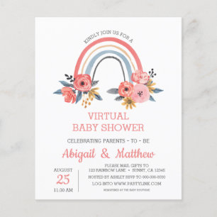 Flyer Convite de Chuvinha de Bebê Virtual Arco-Íris ECON