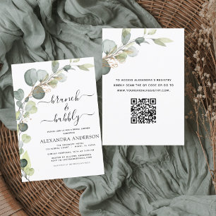 Flyer Convite de código QR de Chá de panela Brunch e Bub