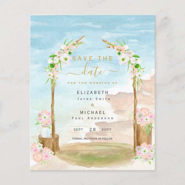 Flyer Convite de Data de Salvamento de Destino Costeiro  (Frente)