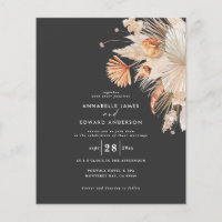 convite de erva de pampas botânico de casamento do