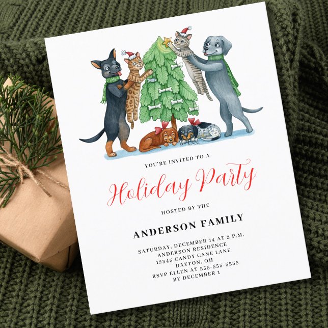Flyer Convite de Férias de Natal para Cães de Orçamento (Criador carregado)