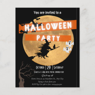 Flyer Convite de festa de Halloween com orçamento