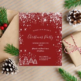 Flyer Convite de festa de Natal vermelho e prata orçamen