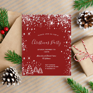Flyer Convite de festa de Natal vermelho e prata orçamen
