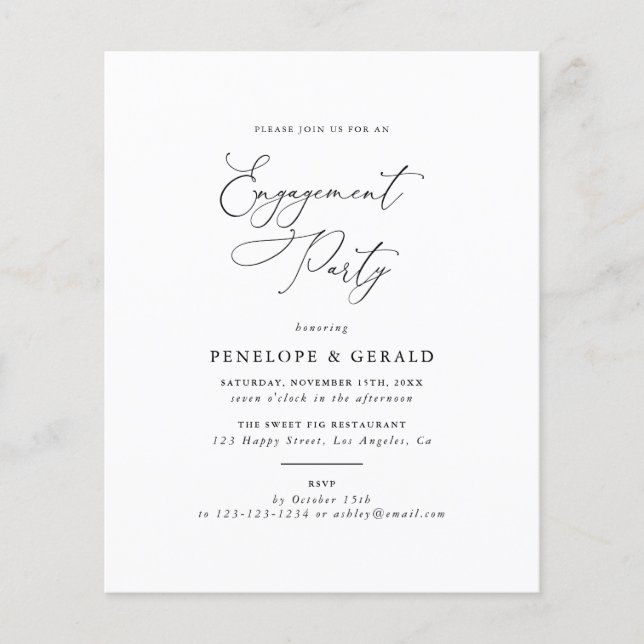 Flyer Convite De Festa de noivado Preta E Branca (Frente)