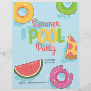 Flyer Convite de Festa de Piscina de Verão, Festa no Qui