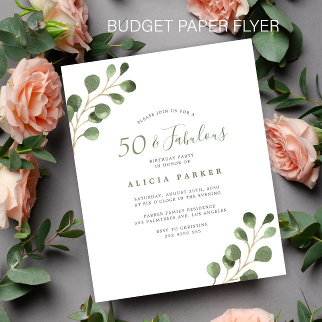 Flyer Convite de festa elegante de 50 anos de orçamento (Criador carregado)