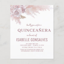 Convite de festa QUINCEAÑERA Boho Chic econômico