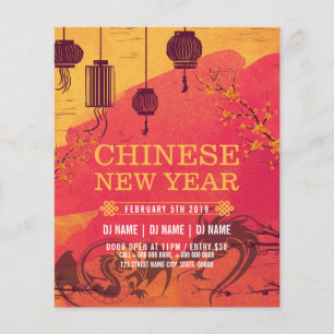 Flyer Convite de festas de Ano Novo Chinês