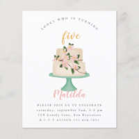 convite de festas de bolo de aniversário editável
