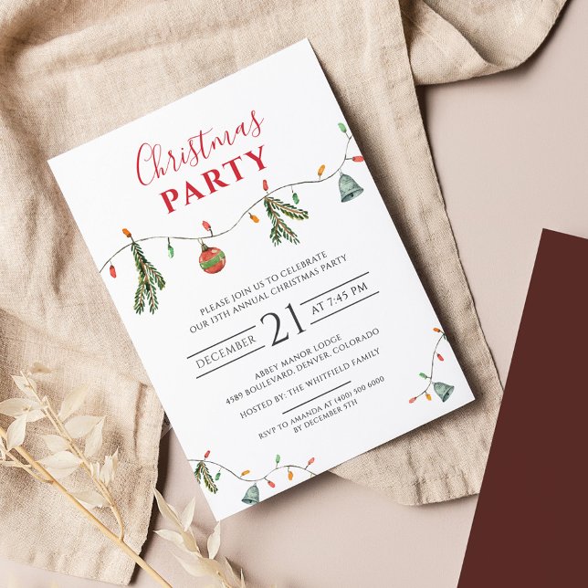 Flyer Convite de festas de Natal de Orçamento (Boho Rustic Script Christmas Party Invitation Flyer)