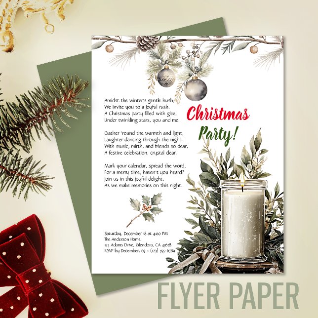 Flyer Convite de festas de Velas de Natal Elegante (Exceptional value: budget-friendly Christmas invitation for memorable events and cost saving!)