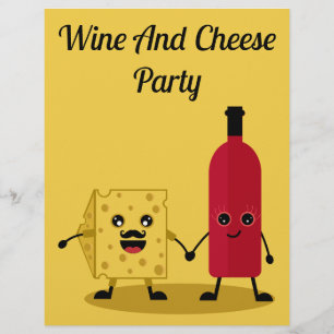 Flyer Convite de festas De Vinho E Queijo