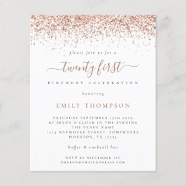 Flyer Convite de festas Rosa Glitter Girly 21rua de PAPE