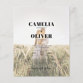 Flyer Convite de FOTO CASAMENTO Floral Burgundy Rústico