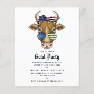 Flyer Convite de Foto de Graduação de Vaca Americana