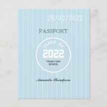 Convite de Foto para Passaporte de Formatura Azul 