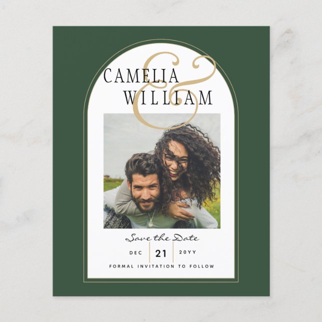 FLYER CONVITE DE FOTOGRAFIA CASAMENTO JUNIPER GREEN GOLD (Frente)