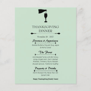 Flyer Convite de Jantar de Ação de Graças em Sage Green