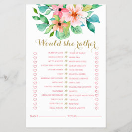 Flyer Convite de Jogo de Chuveiro Nupcial Floral Tropica