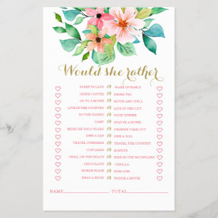 Flyer Convite de Jogo de Chuveiro Nupcial Floral Tropica