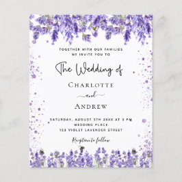 Flyer Convite de lavanda violeta de casamento