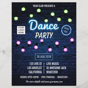 Flyer Convite de logotipo de música de dança de DJ de cl