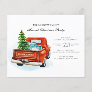 Flyer Convite de Natal de Caminhão Vermelho Vintage Econ
