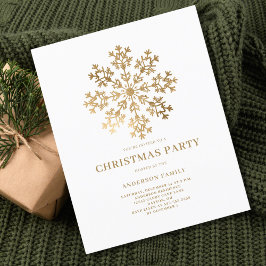 Flyer Convite de Natal para Flocos de Neve Dourados no O