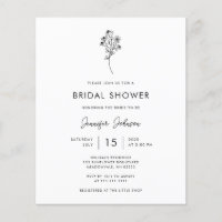 Convite de Noivado Floral Preto e Branco ORÇAMENTO