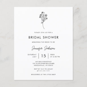 Flyer Convite de Noivado Floral Preto e Branco ORÇAMENTO