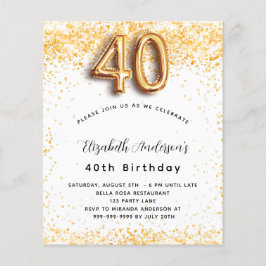 Flyer convite de orçamento de ouro branco aniversário de