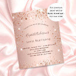 Flyer convite de orçamento para brilho de ouro de rosa f<br><div class="desc">Por favor, note que este convite está no papel de folheto e é muito fino. Os envelopes não estão incluídos. Para convites mais espessos (mesmo design) visite nossa loja. Um convite moderno, na moda e glamouroso para a 50ª festa de aniversário (ou qualquer idade) da mulher. Um fundo metálico rosa...</div>