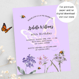 Flyer Convite de orçamento para flores violeta de borbol