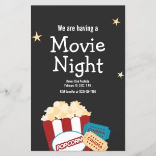 Flyer Convite de pipoca para noite de filme retrô legal