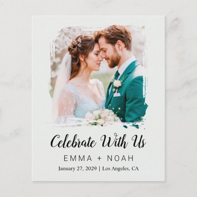 Flyer Convite de Recepção de Casamento Clássico e Elegan (Frente)