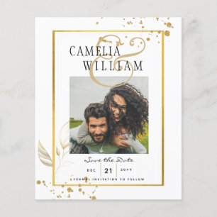 Flyer Convite Dourado de casamento FOTOGRÁFICO DO ORÇAME