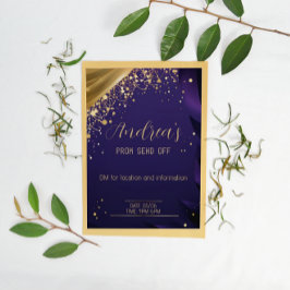 Flyer Convite Dourado e Azul Escuro