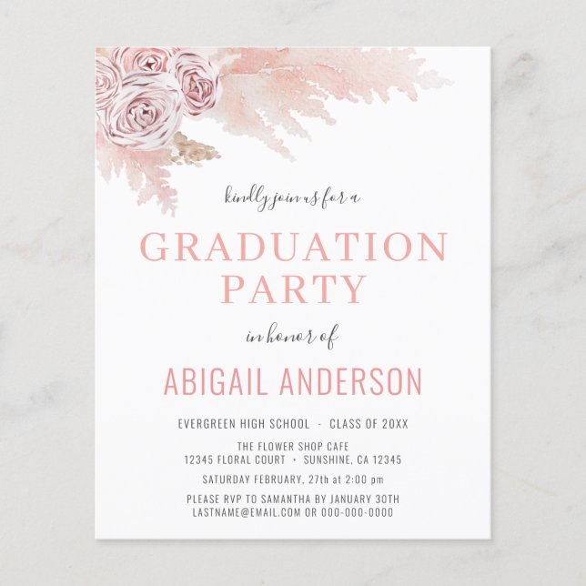 Flyer Convite Floral de Formatura Budget Boho 2023 (Frente)