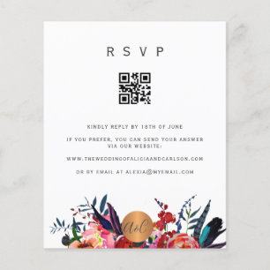 Flyer Convite floral elegante código QR orçamento RSVP