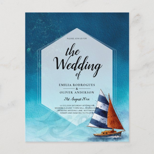 Flyer Convite Náutico para Casamento com Barco à Navegaç (Frente)