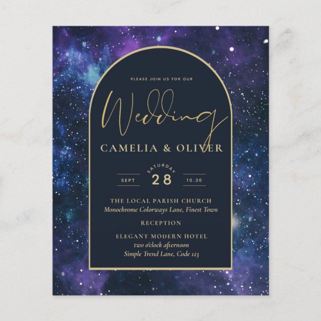 Flyer CONVITE NUDGET Estrela Noite Roxo Azul Casamento (Frente)