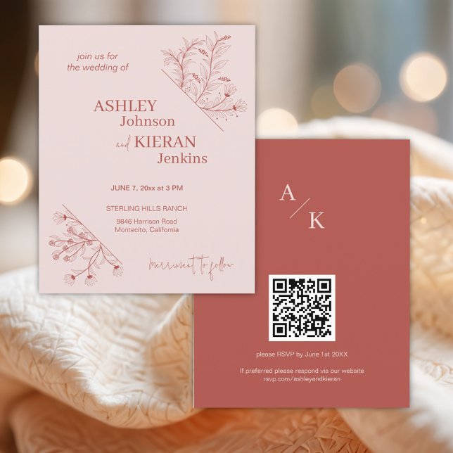 Flyer Convite Orçamental para Boho Floral Elegante (Criador carregado)